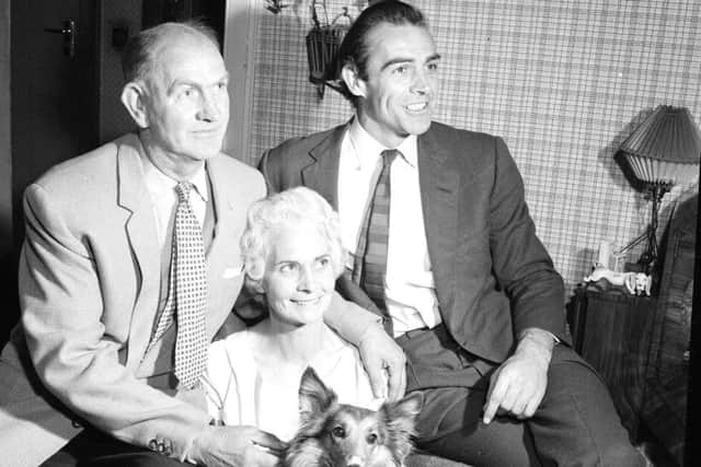 Sean Connery with his parents, Joseph and Euphemia, at their home in Fountainbridge in Edinburgh. His mother's parents retired to a cottage at a Lassodie farm and the family were regular visitors. PIC: TSPL.