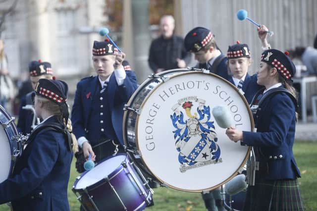 George Heriots school pipe band perform in Edinburgh. The capital is home to one in three Scottish independent schools. Picture: Greg Macvean