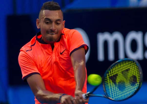 Nick Kyrgios of Australia wore a T-shirt that said 'F*** Donald Trump'.
 Picture: AFP/Getty Images