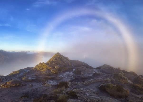 A brocken spectre caught in a fog bow from the top of Ben A'an. Picture: SWNS