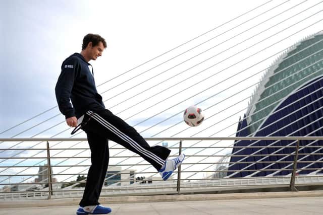 Andy Murray shows off his football skills.  Picture: Jasper Juinen/Getty Images