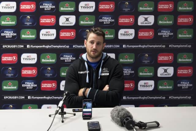 Glasgow Warriors winger Tommy Seymour at a press conference to preview the game against Munster and announce his new contract. Picture: Gary Hutchison/SNS/SRU.