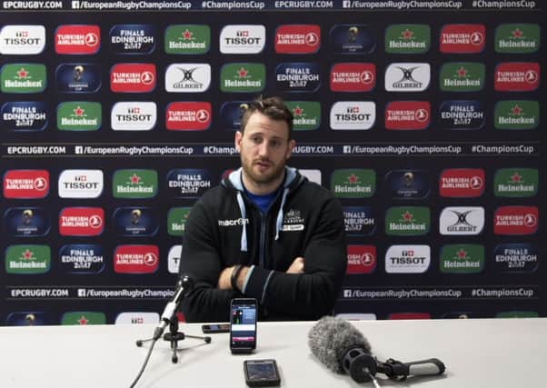 Glasgow Warriors winger Tommy Seymour at a press conference to preview the game against Munster and announce his new contract. Picture: Gary Hutchison/SNS/SRU.