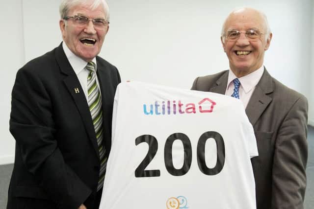Old Firm legends Bertie Auld, left, and Willie Henderson open the new Utilita call centre in Glasgow and announce the 200 jobs it has created. Former Rangers winger Henderson says Ibrox manager Mark Warburton can't be blamed for failing to catch up with rucher, better-prepared Celtic.
