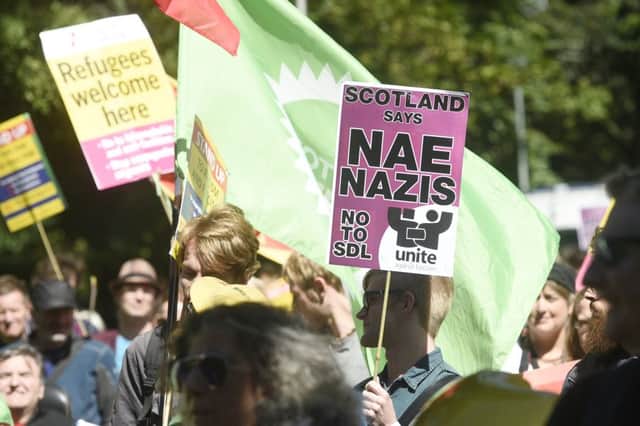 Personal details of numerous Scots anti-fascist protestors have been shared online. Picture: Greg Macvean