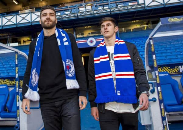 Rangers' new signings Jon Toral and Emerson Hyndman. Picture: Bill Murray/SNS