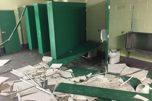 Damage done inside Celtic Park after the game. Picture: Twitter