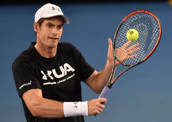 Andy Murray practises ahead of the Australian Open in Melbourne. Picture: Paul Crock/AFP/Getty Images