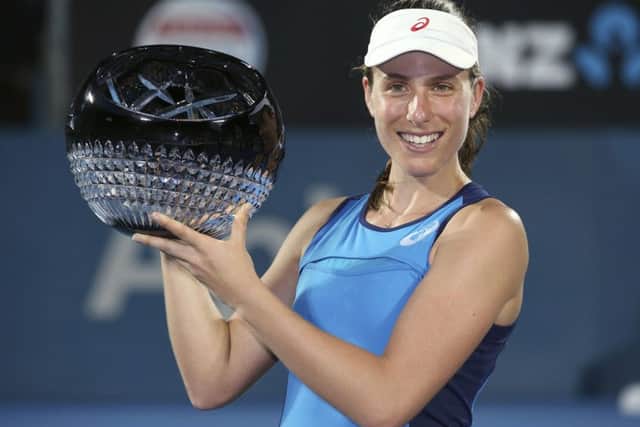 Britain's Johanna Konta defeated Agnieszka Radwanska of Poland in the final in Sydney. Picture: Rick Rycroft/AP