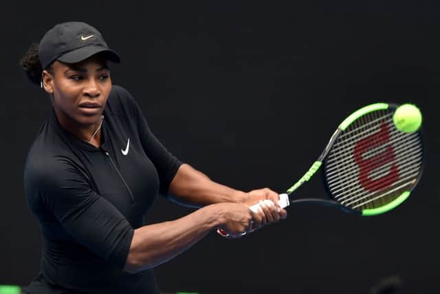 Eye on the ball: Serena Williams gets in some practice in Melbourne. Picture: Paul Crock/AFP/Getty Images