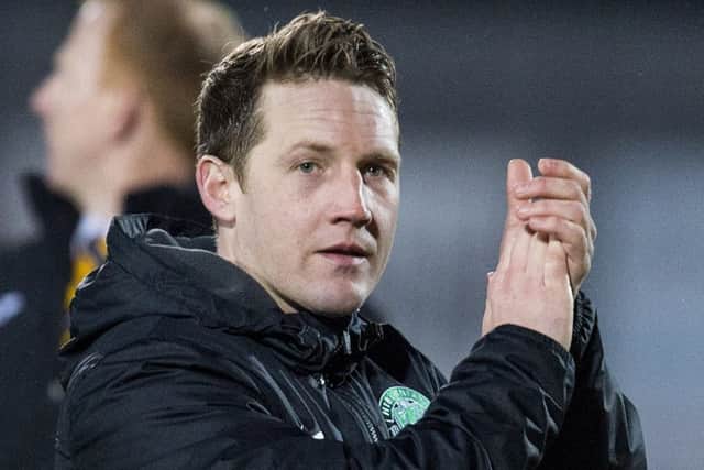 Kris Commons applauds the Hibs' fans. Picture: Rob Casey/SNS