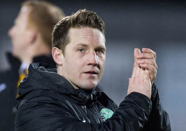 Kris Commons applauds the Hibs' fans. Picture: Rob Casey/SNS