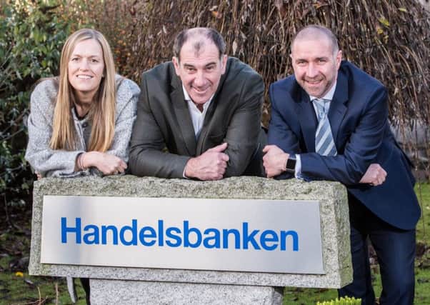 From left: ESS operations director Mo Petrie, managing director Mike Wilson and Handelsbanken corporate account manager Steven Rae. Picture: Simon Price