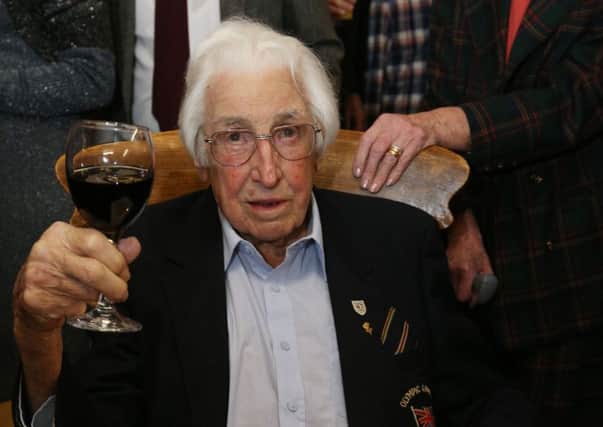 Britain's oldest living Olympian Bill Lucas celebrates his 100th birthday at Belgrave Harriers running club. Picture; PA