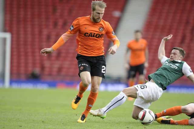 Henri Anier in action for Dundee United against Hibernian. Picture: Neil Hanna