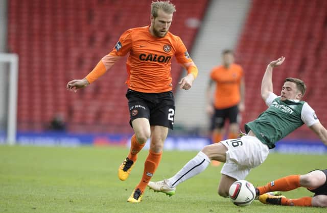 Henri Anier in action for Dundee United against Hibernian. Picture:

 Neil Hanna