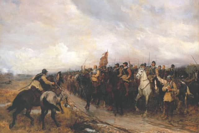 Cromwell at Dunbar , painting by Andrew Carrick Gow 1848-1920. PIC Wikicommons.
