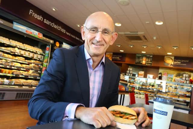 Greggs boss Roger Whiteside will be adding vanilla latte and green tea to the chain's menu. Picture: Contributed