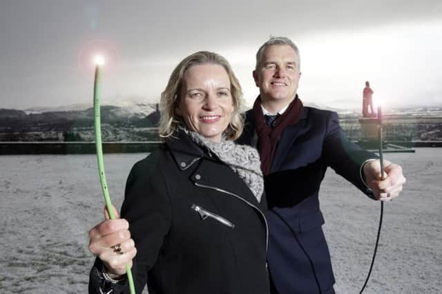 Stirling Council leader Johanna Boyd with CityFibre's head of regional development in Scotland, James McClafferty. Picture: Contributed