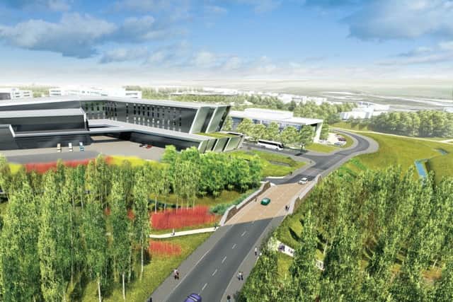 An aerial view of south-east approach to the new AECC.