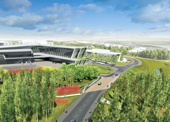 An aerial view of south-east approach to the new AECC.