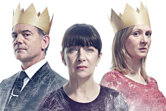John Michie as Leontes, Maureen Beattie as Paulina and Frances Grey as Hermione in the Royal Lyceum's version of The Winter's Tale