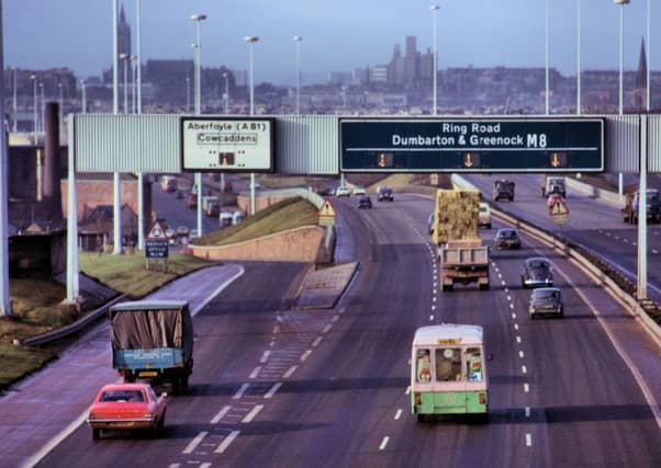 The 'Inner Ring Road' at Port Dundas pictured in 1972. Signage displaying the Ring Road was still present well into the 1990s. Picture: Stuart Baird/www.glasgows-motorways.co.uk
