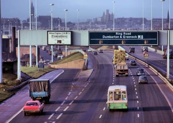The 'Inner Ring Road' at Port Dundas pictured in 1972. Signage displaying the Ring Road was still present well into the 1990s. Picture: Stuart Baird/www.glasgows-motorways.co.uk