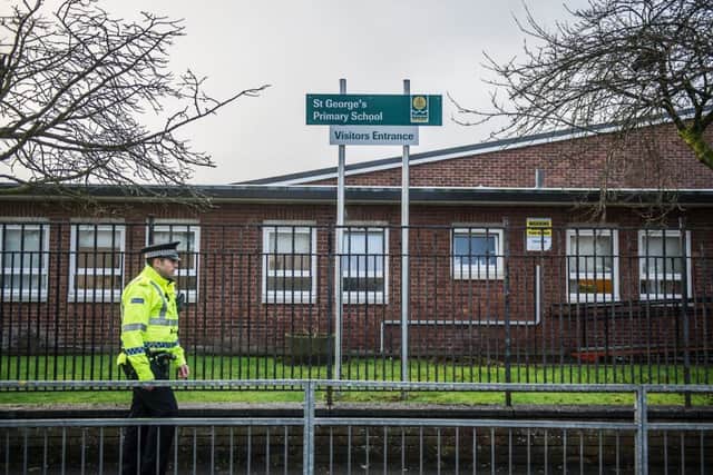 The shooting happened outside St George's Primary in the Penilee estate in the south-west of Glasgow. Picture: John Devlin/TSPL