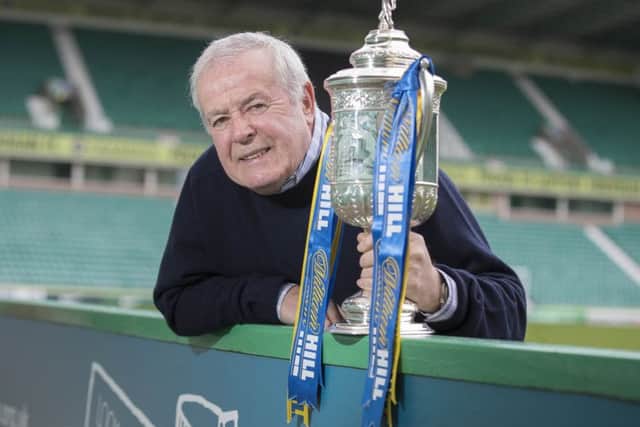 Hibs great Pat Stanton is looking forward to Saturday when his former club begin the defence of the Scottish Cup against Bonnyrigg Rose. Picture: Steve Welsh