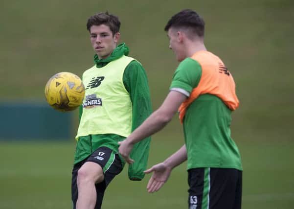 Celtic's Ryan Christie, left, and Kieran Tierney in training. Picture: Craig Foy/SNS