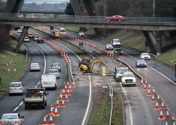 The M8/A8 section east of Glasgow is likely to be the scene of traffic congestion over the coming weeks. Picture: John Devlin