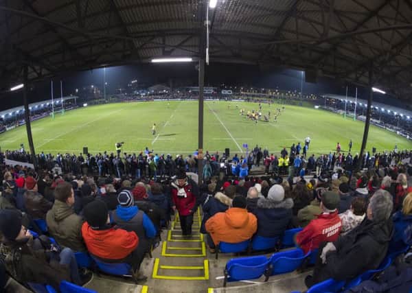 Fans watch the action at Myreside as Edinburgh romped to victory against Timisoara Saracens in the European Challenge Cup. Picture: SNS
