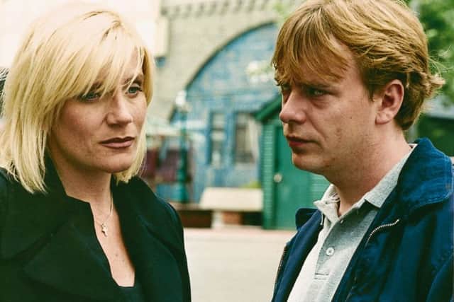 Collins as Cindy Beale), with husband Ian (Adam Woodyatt) in EastEnders