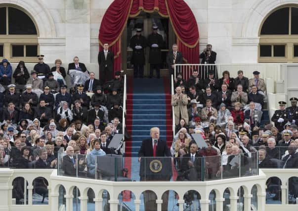 Trump delivers his provocative inaugural address at the Capitol in Washingon DC. Photograph: Mandel Ngan/Getty