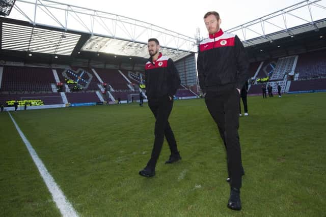Bonnyrigg players arrive at Tynecastle. Picture: SNS