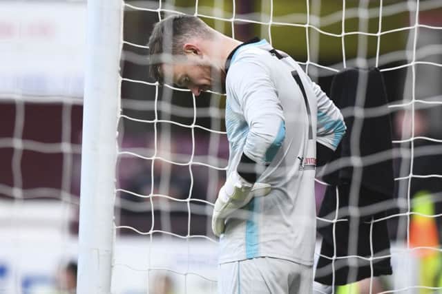 Michael Andrews is despondent after conceding Bonnyrigg's opening goal. Picture: SNS/Alan Harvey
