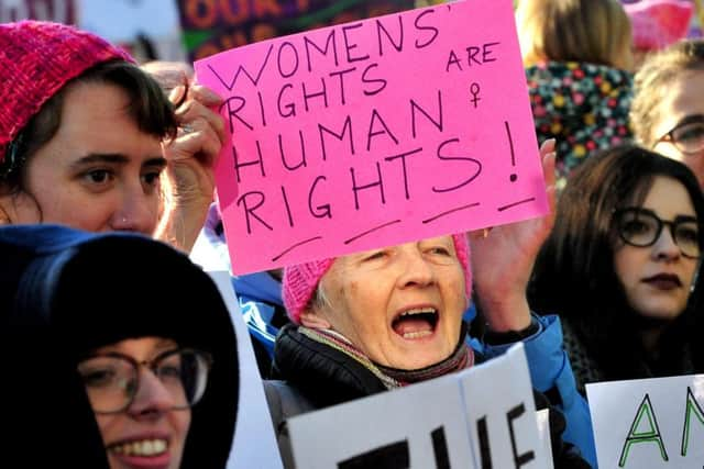 The Edinburgh protest event was one of hundreds taking place across the world to coincide with the womens march in Washington DC. Picture: Lisa Ferguson