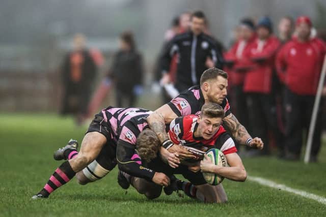 Logan Trotter caught a ball in mid dive to score. Picture: John Devlin