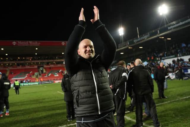 Glasgow Warriors head coach Gregor Townsend celebrates their victory over Leicester Tigers. Picture: David Davies/PA