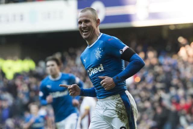Kenny Miller celebrates after scoring his winning goal against Motherwell. Picture: SNS