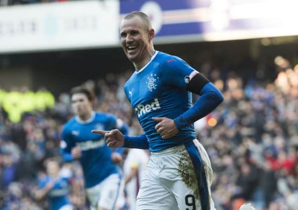 Kenny Miller celebrates after scoring his winning goal against Motherwell. Picture: SNS
