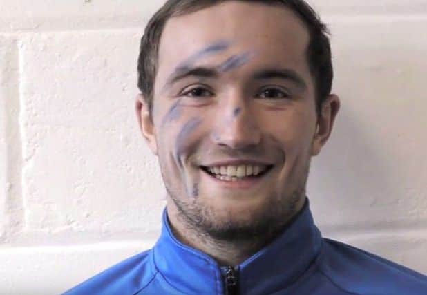St Johnstone striker Chris Kane during the #PaintItBlue promo video. Picture: YouTube