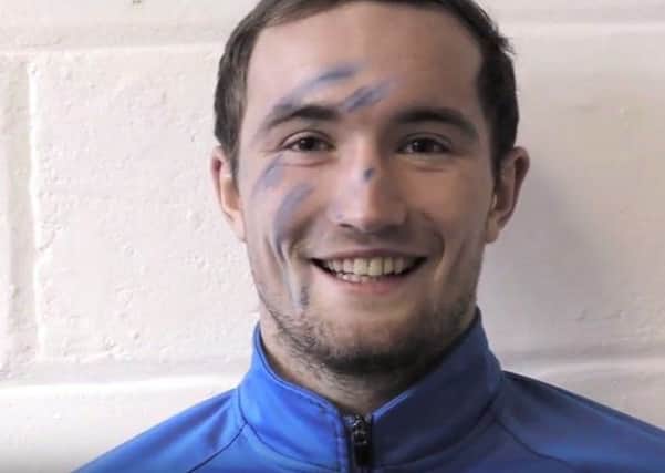 St Johnstone striker Chris Kane during the #PaintItBlue promo video. Picture: YouTube