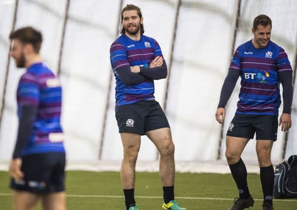 Ben Toolis, centre, in training with the Scotland squad at Oriam. Picture: SNS/SRU