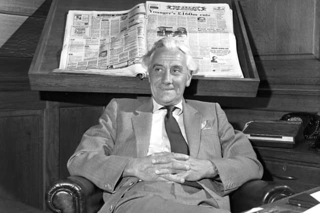 Popular editor Eric Mackay in his office at North Bridge, 1981.