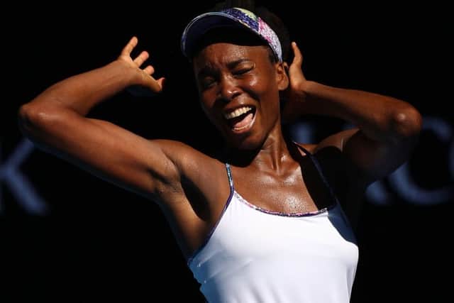 Venus Williams celebrates winning her semi-final against CoCo Vandeweghe. Picture: Cameron Spencer/Getty Images