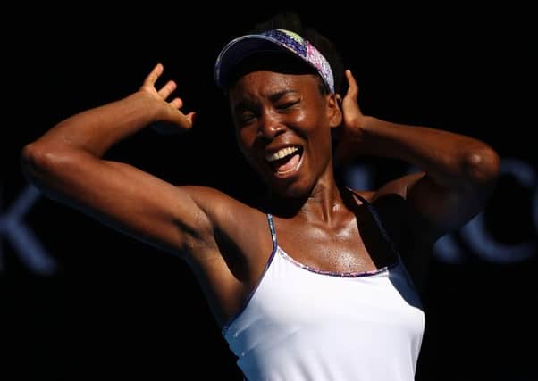 Venus Williams celebrates winning her semi-final against CoCo Vandeweghe. Picture: Cameron Spencer/Getty Images