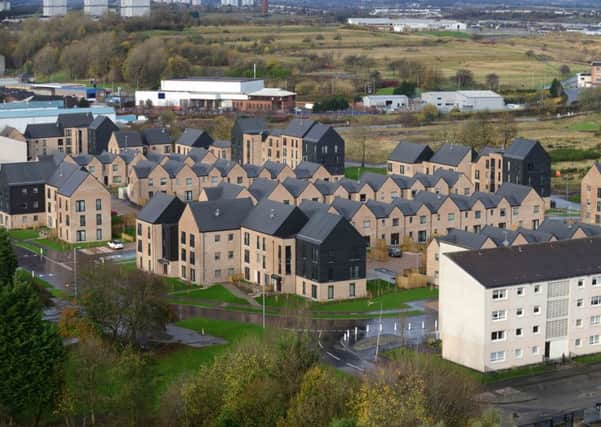 Glasgow Housing Association, new build in  Sighthill aerial view