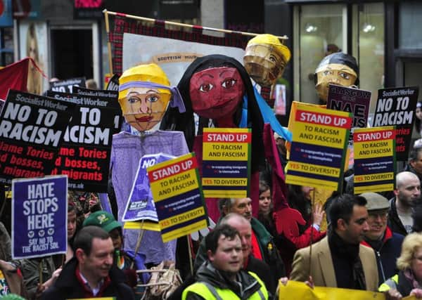 An anti-racism march in Glasgow to mark UN Anti-Racism Day. Picture: Robert Perry